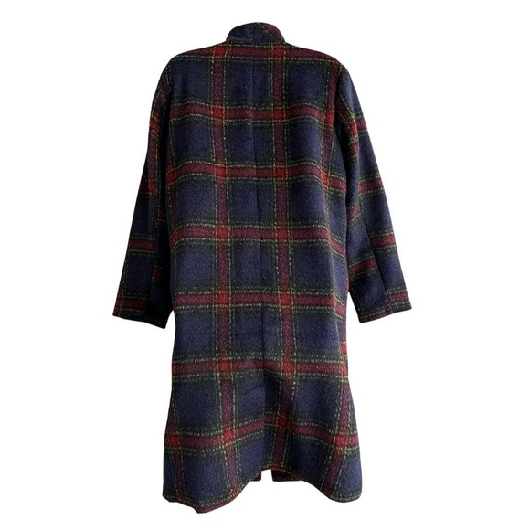 Old Navy Plaid Long-Line Wool Coat Women's S Multicolor Soft-Brushed Relaxed - Picture 2 of 4